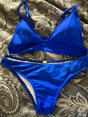Royal Blue Triangle Bikini Set M
